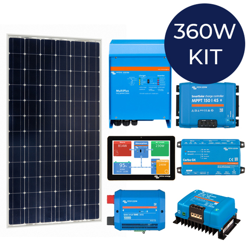 360W Marine Solar Kit with MultiPlus Inverter, Cerbo GX Controller & Display, Smart BMS & Orion Tr Smart Charger